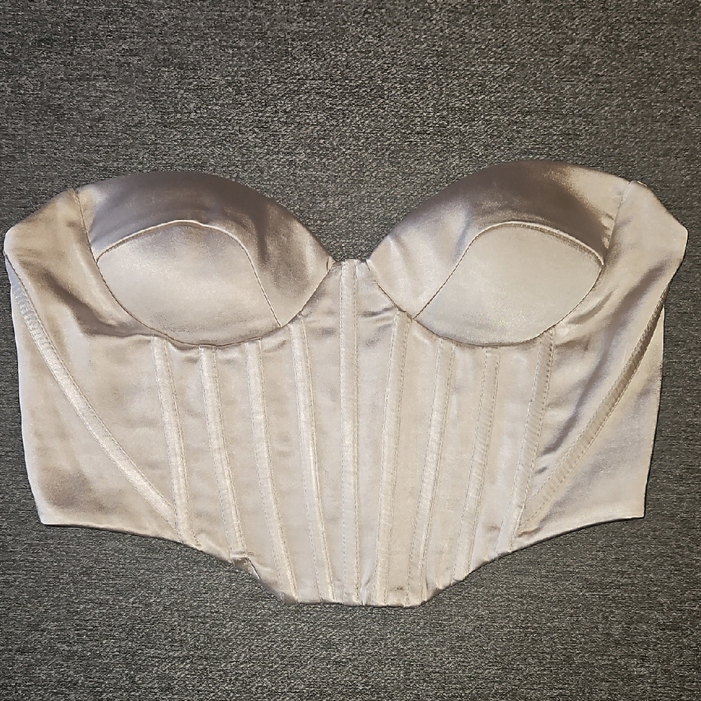Zara Satin Strapless Bustier - Champagne Beige